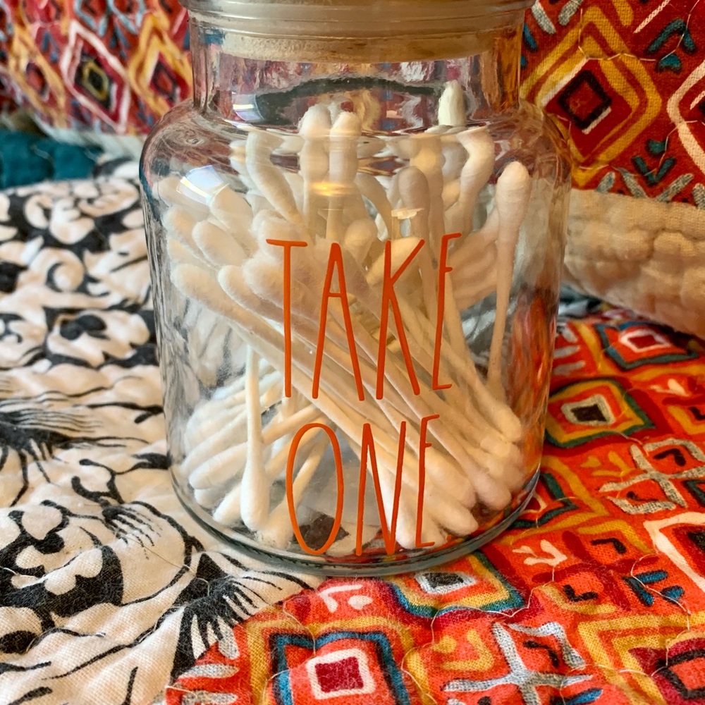 Rae Dunn “take one” cotton swab holder